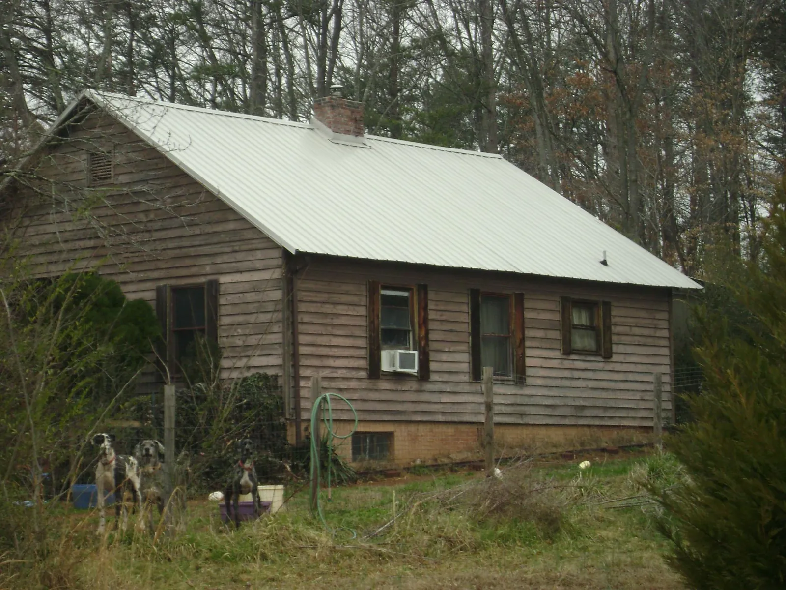White metal roof on an old wood sided farmhouse, from a Asphalt Shingle Roof Repair job in Shawano